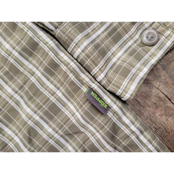 Koppen Button Down Shirt Men Size XXL Brown Green Plaid Outdoor No Fly Zone Tech - Picture 3 of 5